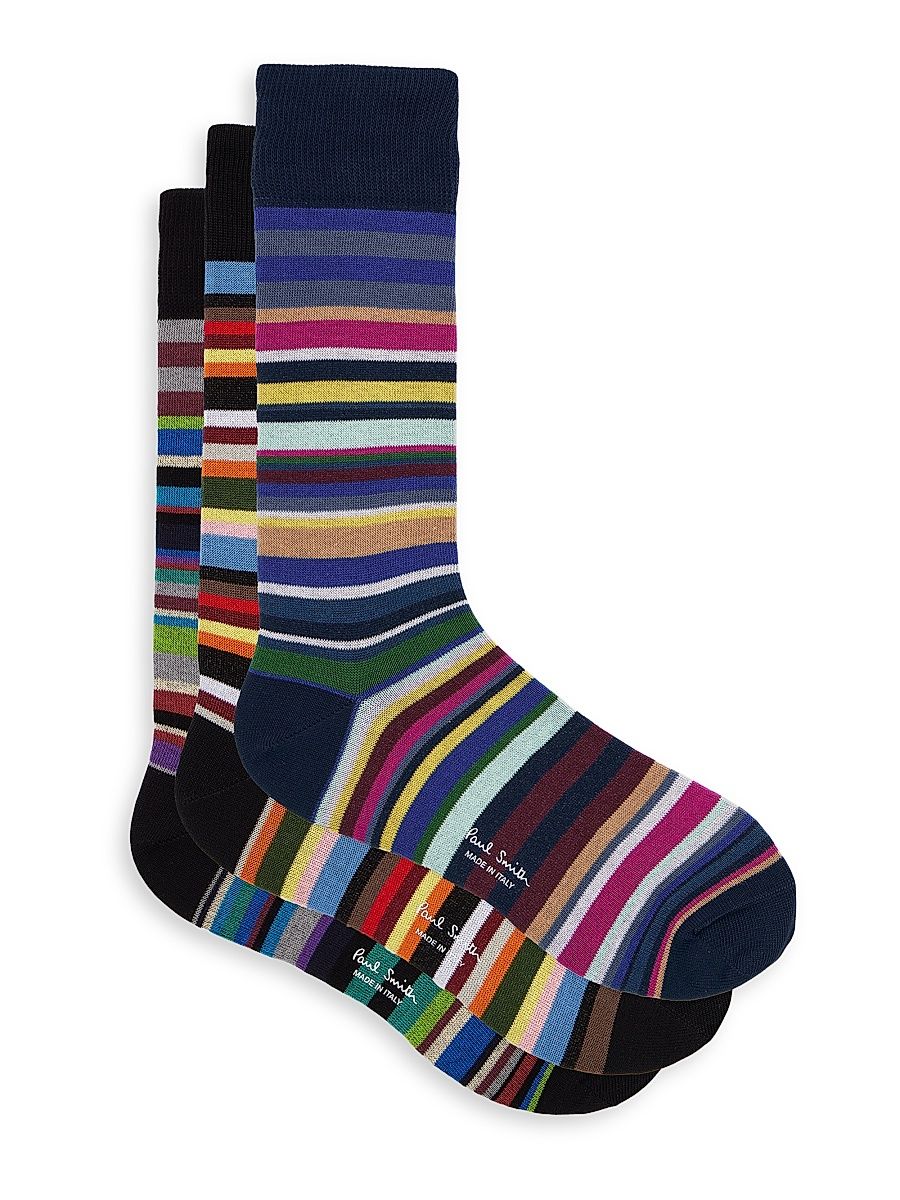 Men's 3-Pack Striped Crew Socks