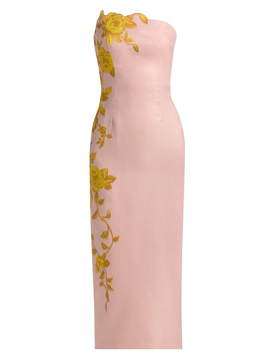 Women's Rose Fil Coupe Strapless Midi-Dress - Peony Sunflower - Size 0
