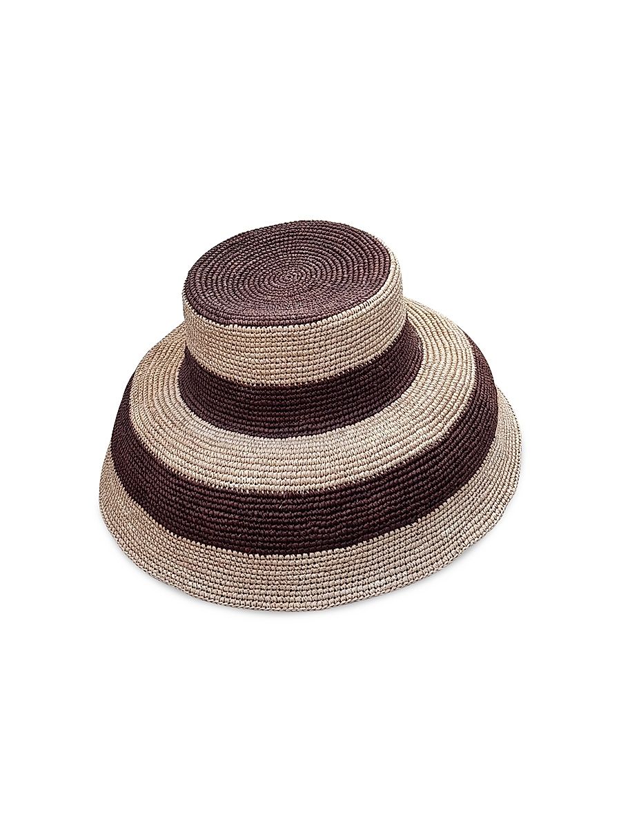 Women's Gina XL Two-Tone Straw Bucket Hat - Brown - Size Medium