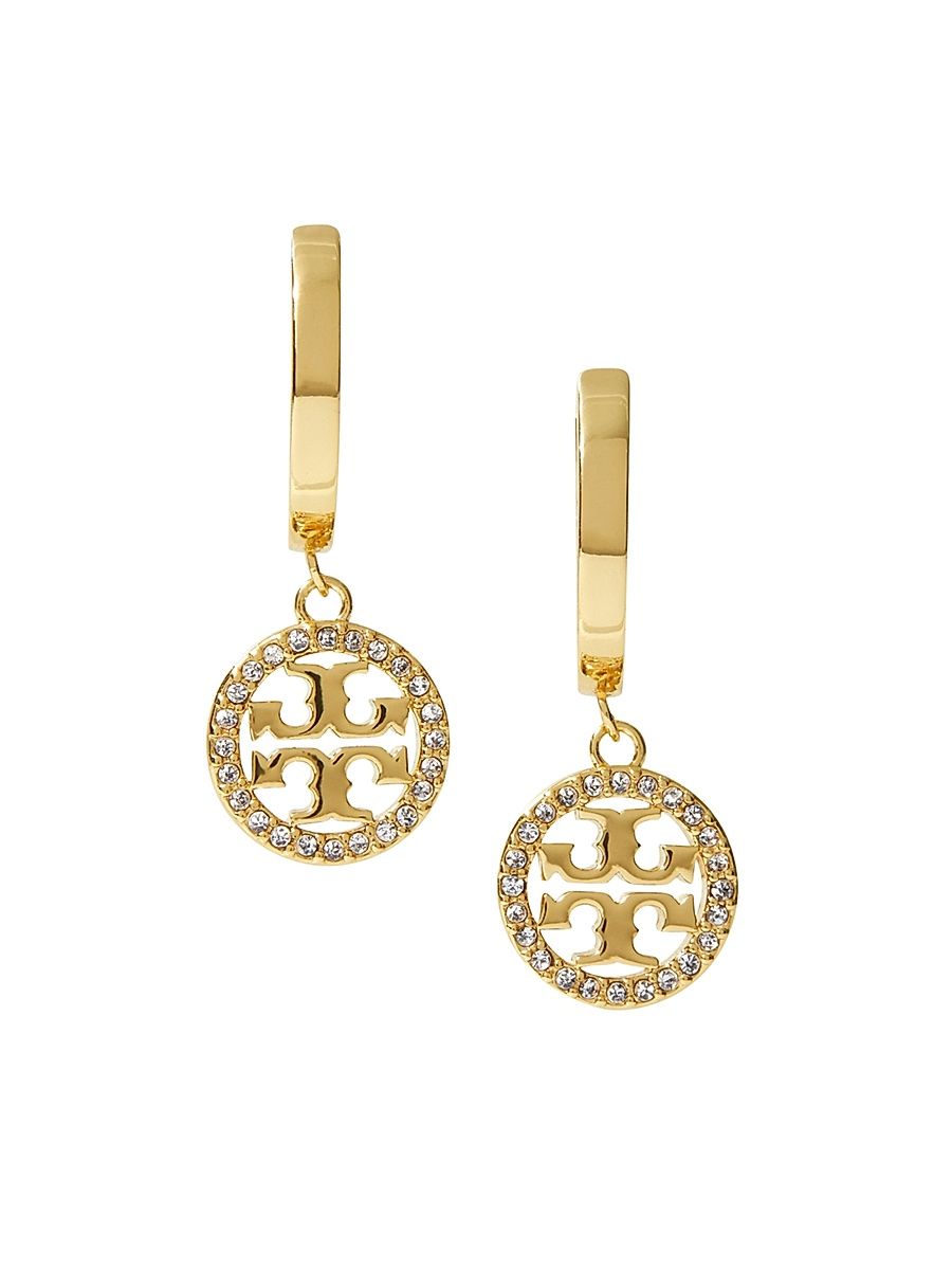 Women's Miller Goldtone & Pave Crystal Hoop Earrings - Tory Gold Crystal