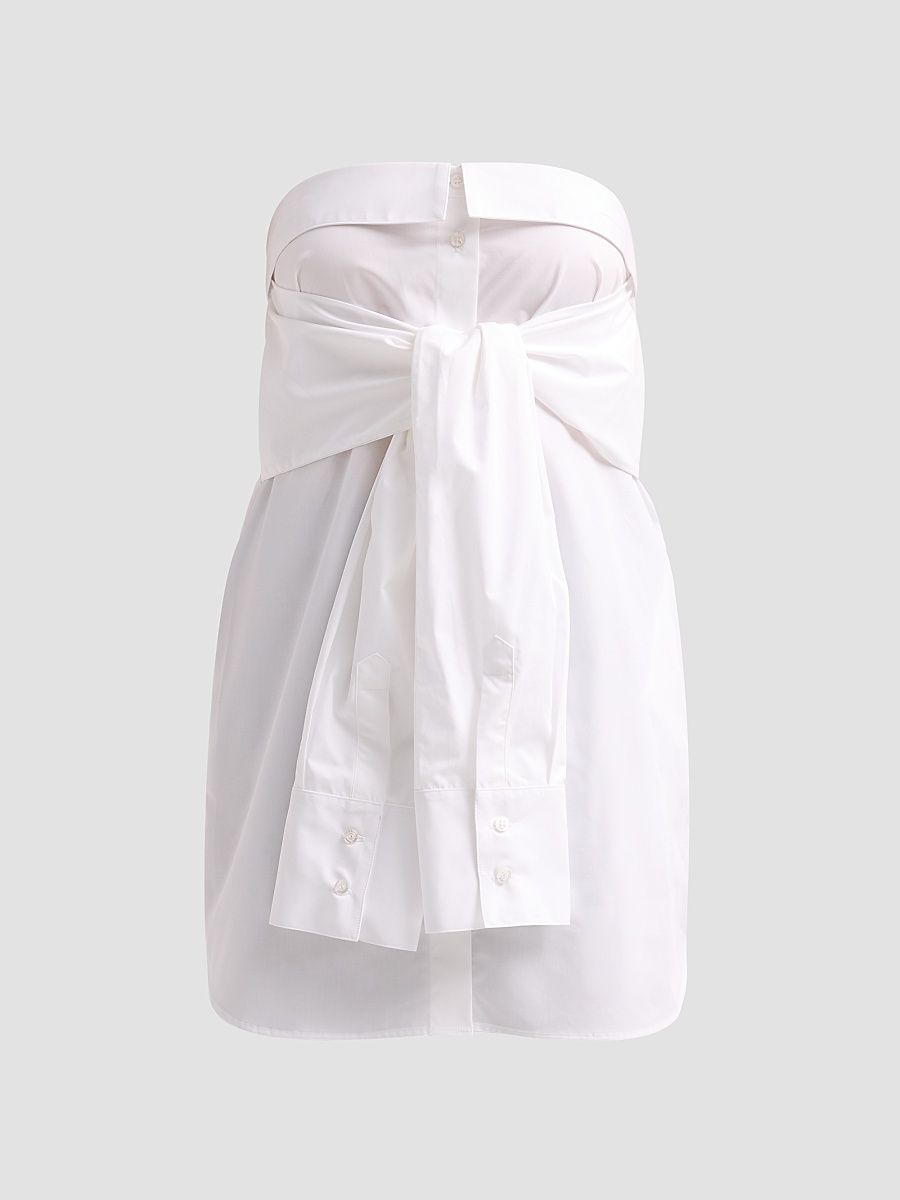 Women's Act II: The Fall Of Icarus Cotton Poplin Strapless Tie-Front Mini Dress - White - Size 10
