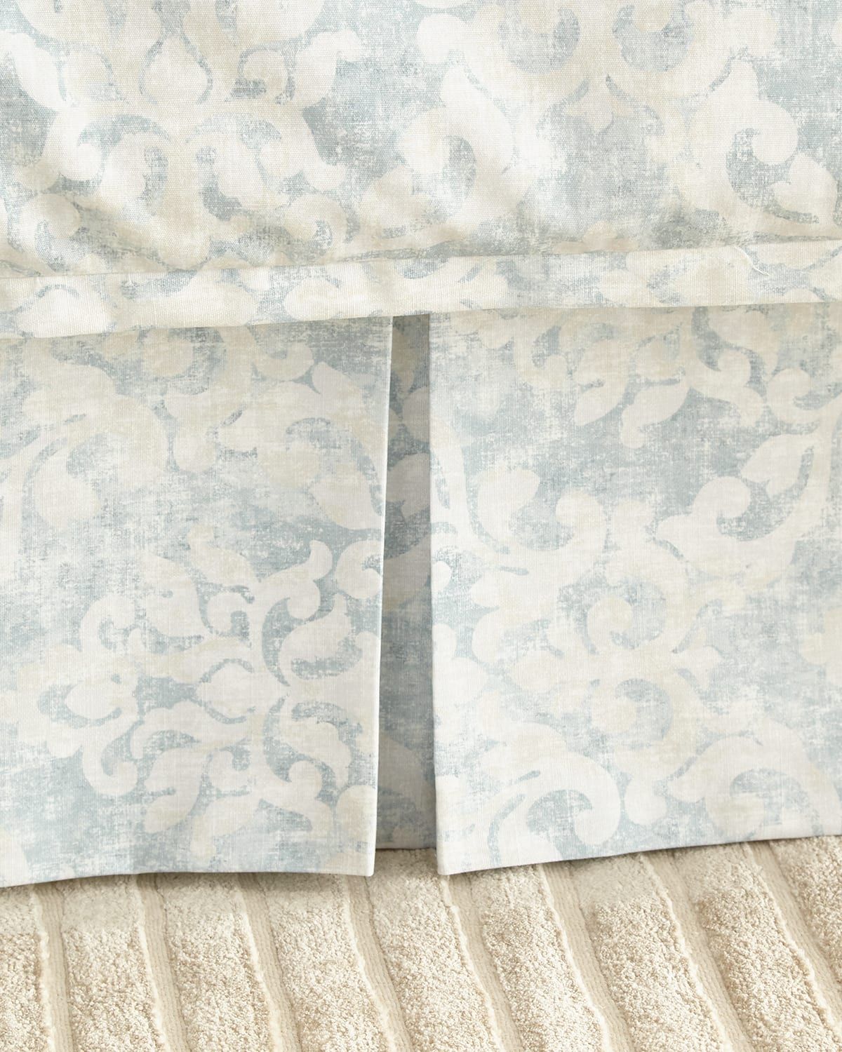 Milan Tailored Bed Skirt Spa Faded Damask Venetian Linen 3/22 x 86