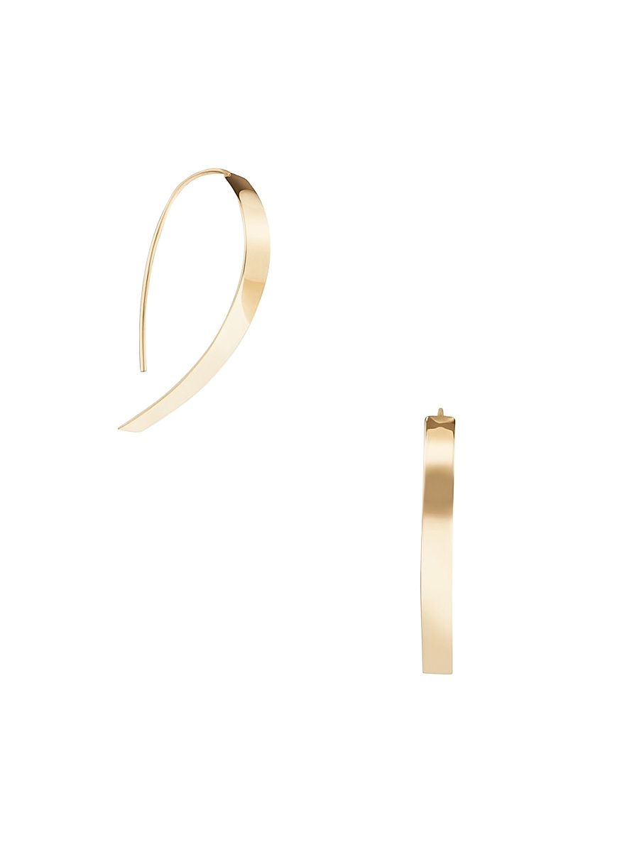 Women's 14K Yellow Gold Small Flat Hoop Earrings - Yellow