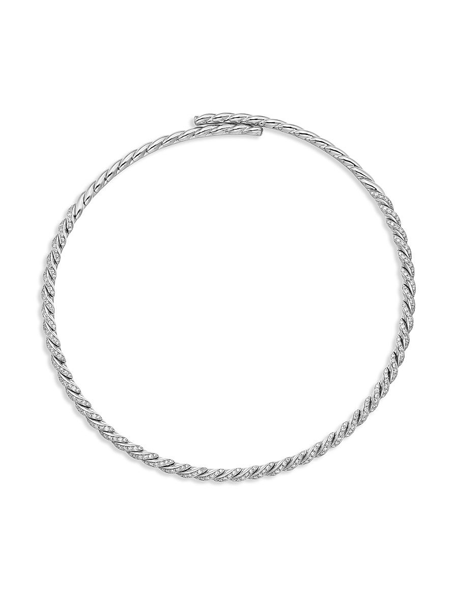 Women's Pavéflex Necklace in 18K White Gold with Diamonds - Diamond