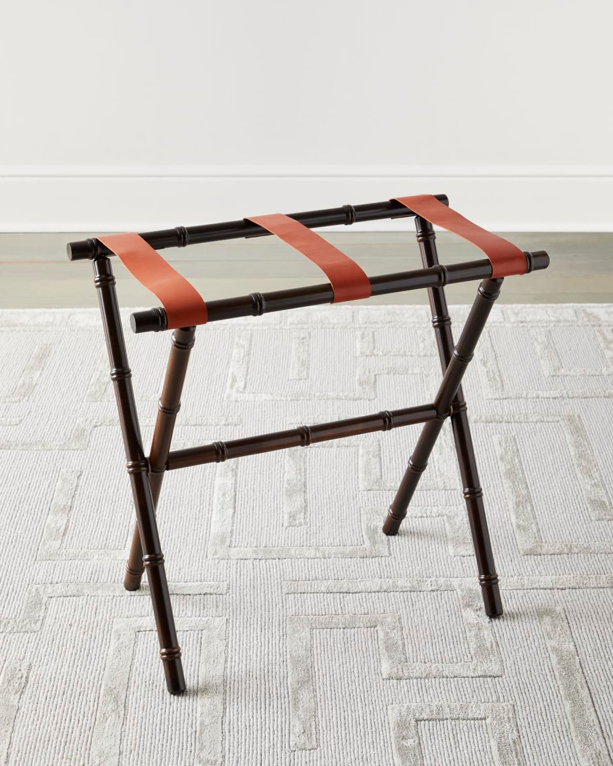 Bamboo Inspired Luggage Rack with Leather Straps