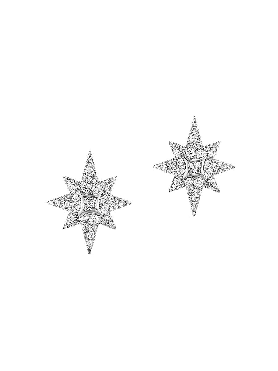 Women's Star Light 18K White Gold & 0.38 TCW Diamond Venus Star Earrings - White Gold
