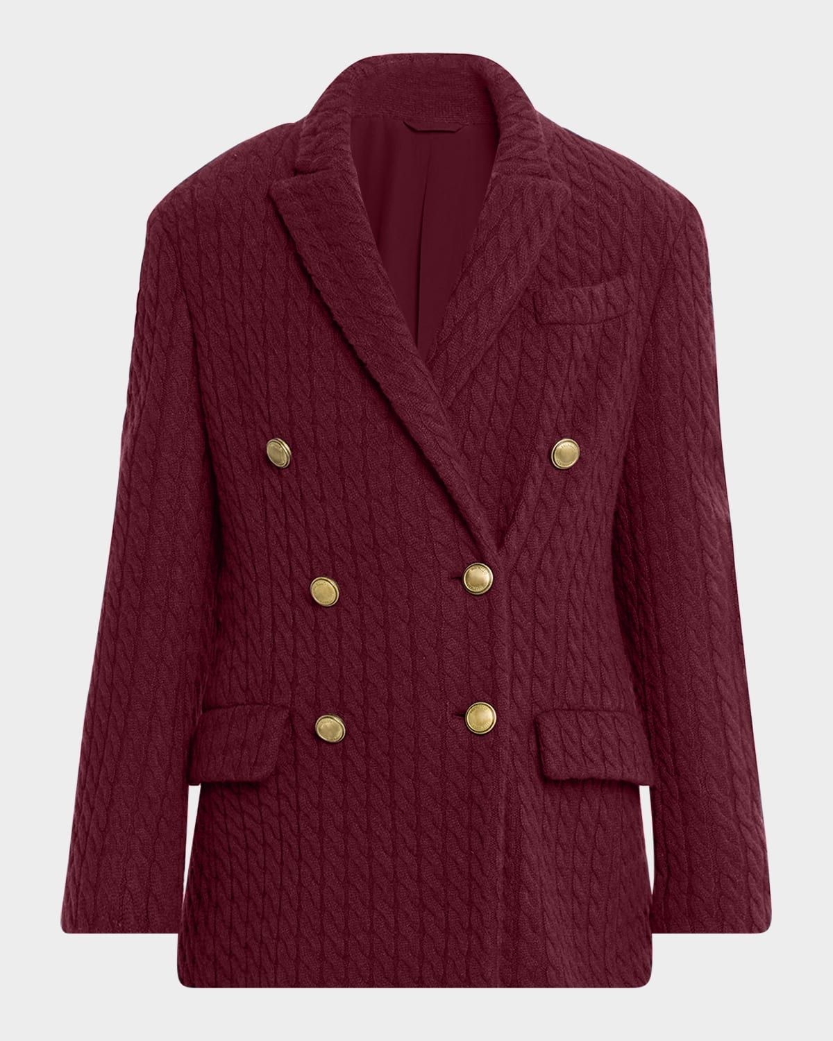 Cashmere Cable Knit Double-Breasted Blazer