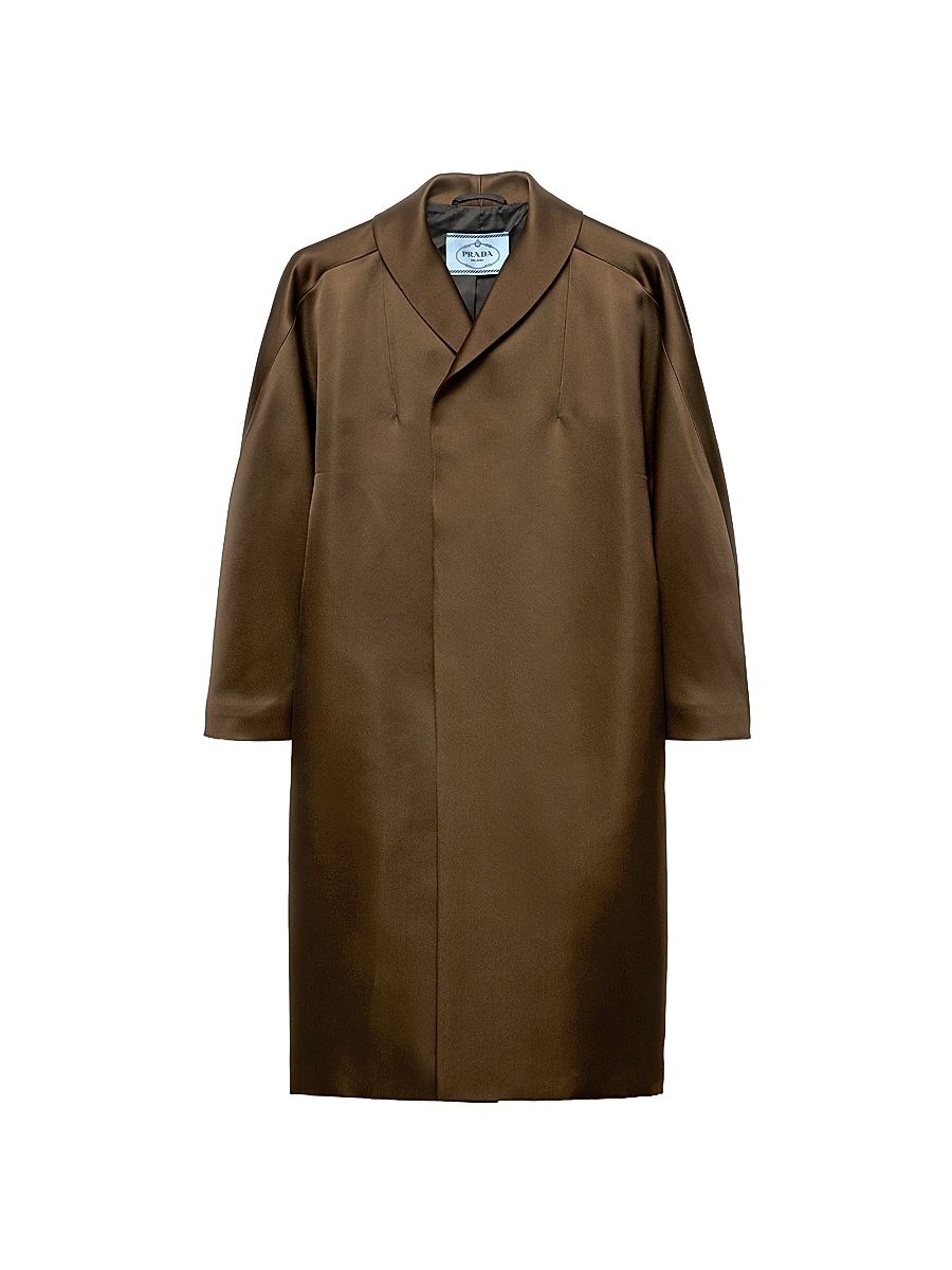 Women's Single-Breasted Double Satin Coat - Green - Size 2