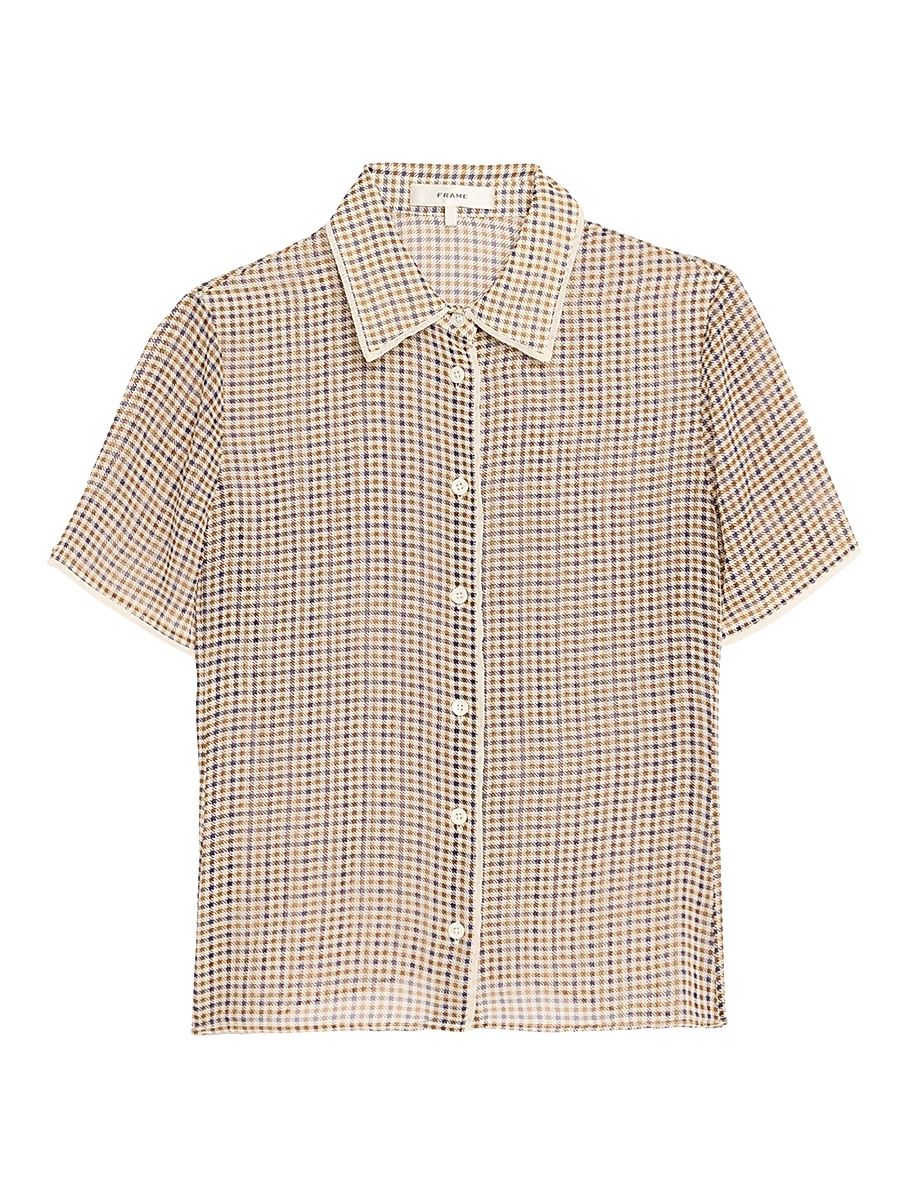 Women's Houndstooth Silk Blouse - Houndstooth - Size Large