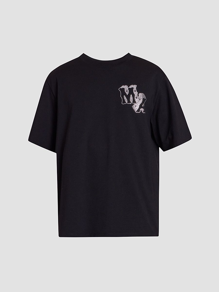 Men's Crystal-Embellished Logo Cotton T-Shirt - Black - Size XS