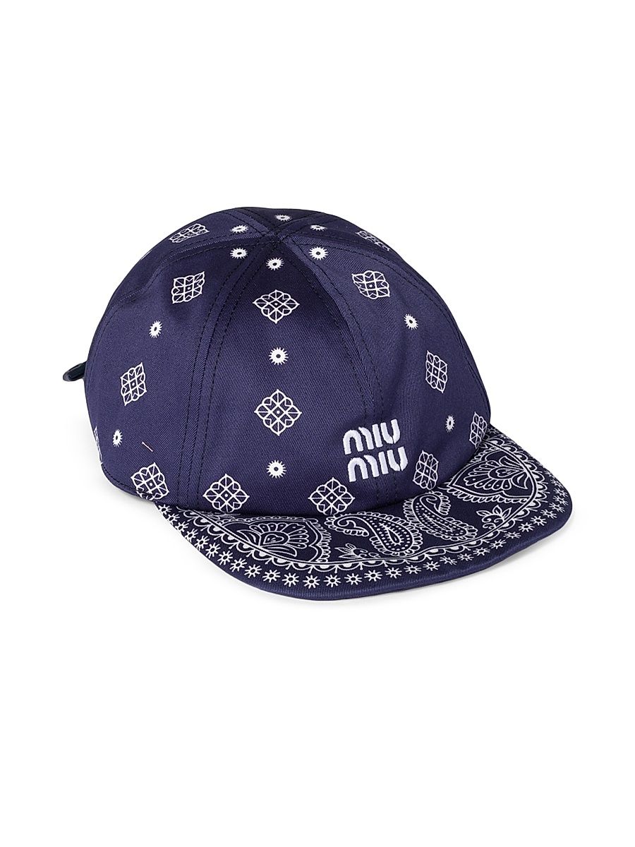 Women's Printed Cotton Baseball Cap - Blue - Size Medium