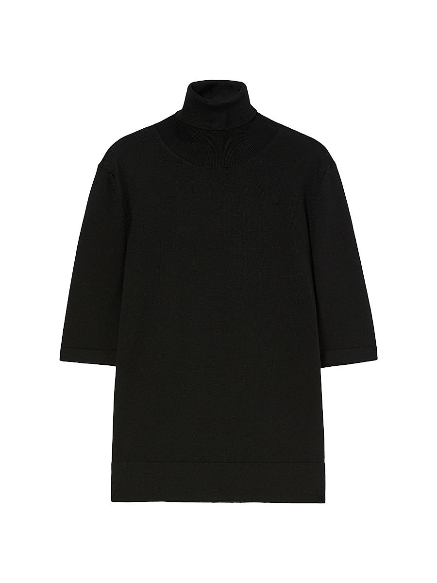 Women's Turtleneck Wool Jumper - Black - Size XL