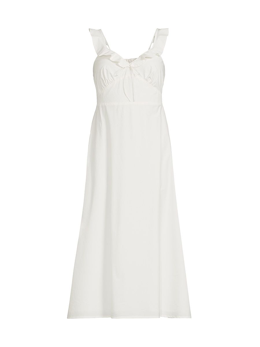 Women's Lelia Ruffle Cover-Up Midi-Dress - White - Size Large