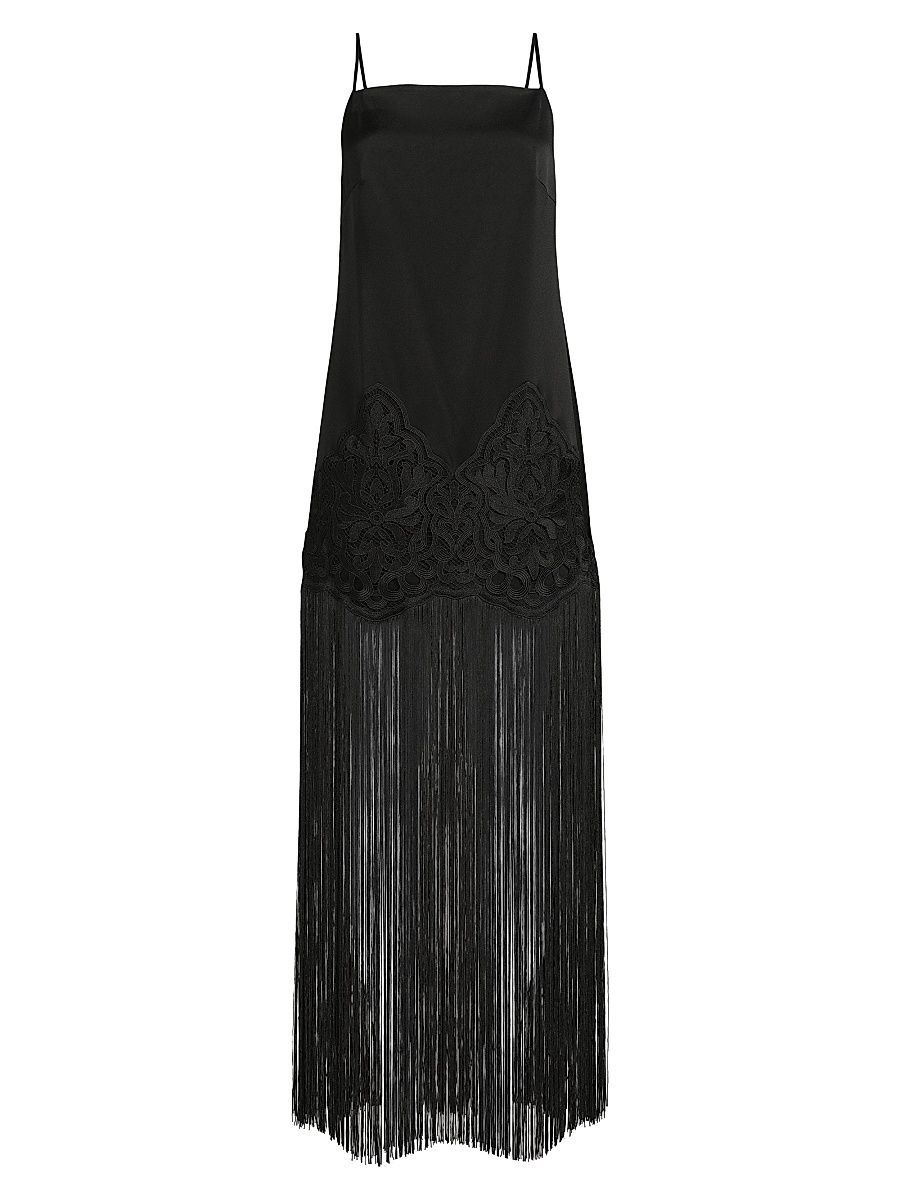 Women's Nino Fringe Slip Dress - Black - Size XXL