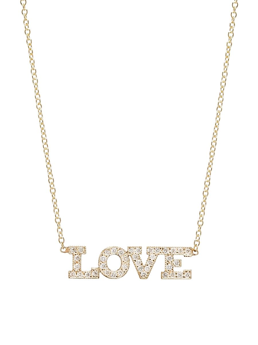 Women's 14K Yellow Gold & Diamond Love Pendant Necklace - Yellow Gold - Size 16