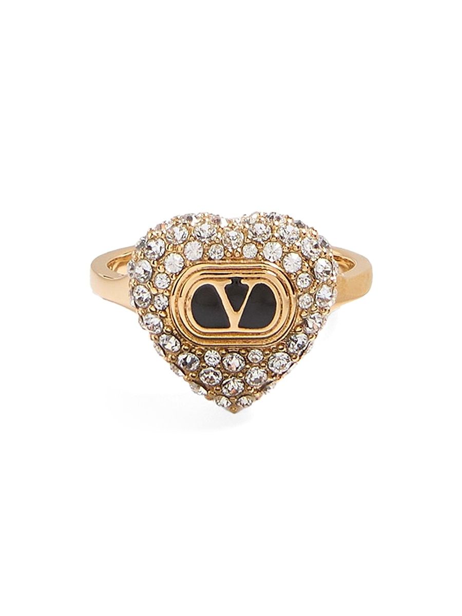 Women's Coeur Royal Ring in Metal, Enamel and Swarovski Crystals - Gold Crystal - Size 13