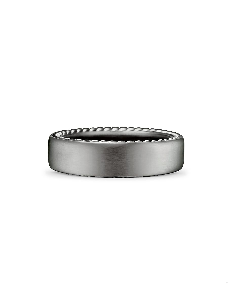 Men's Streamline Band Ring in Grey Titanium, 6mm - Grey - Size 5