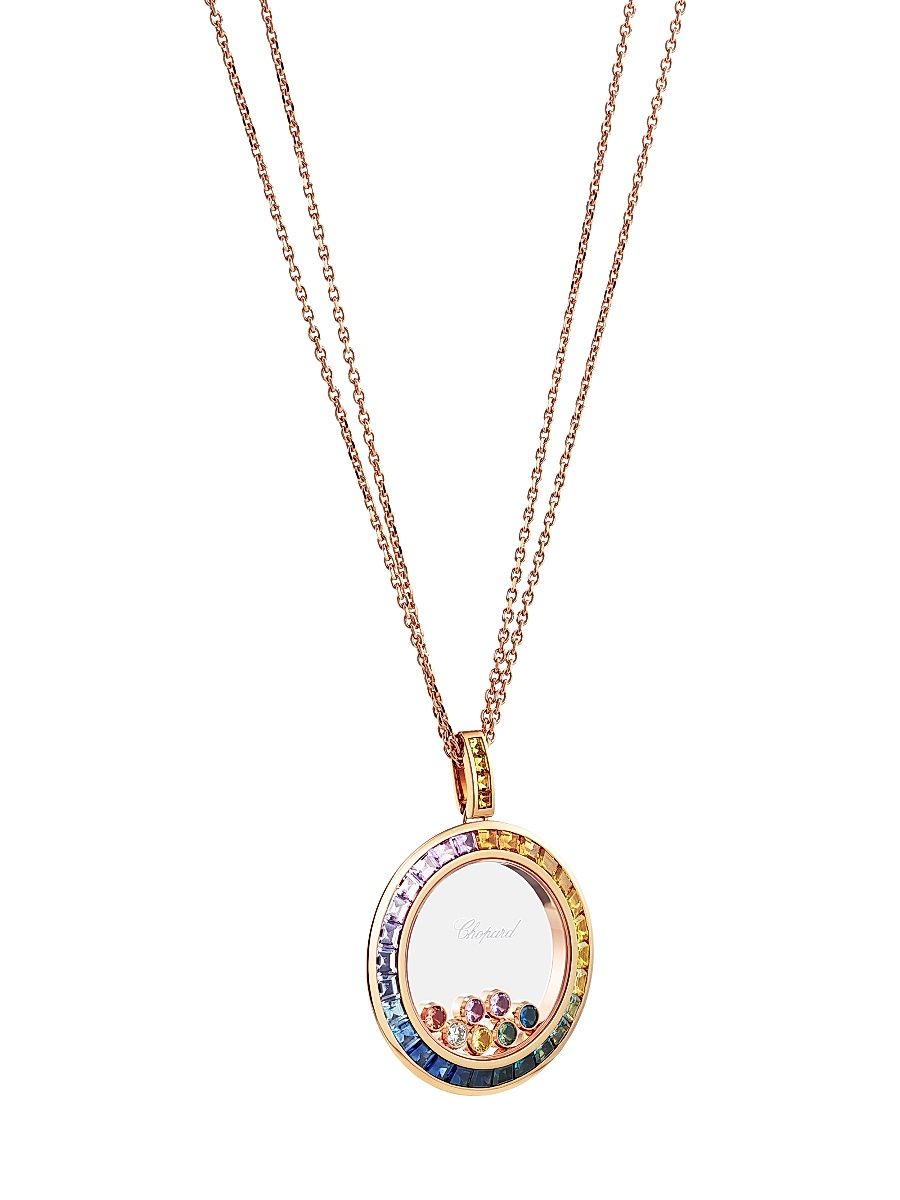 Women's Happy Diamonds Rainbow 18K Rose Gold, Sapphire, & Diamond Pendant Necklace - Pink Gold