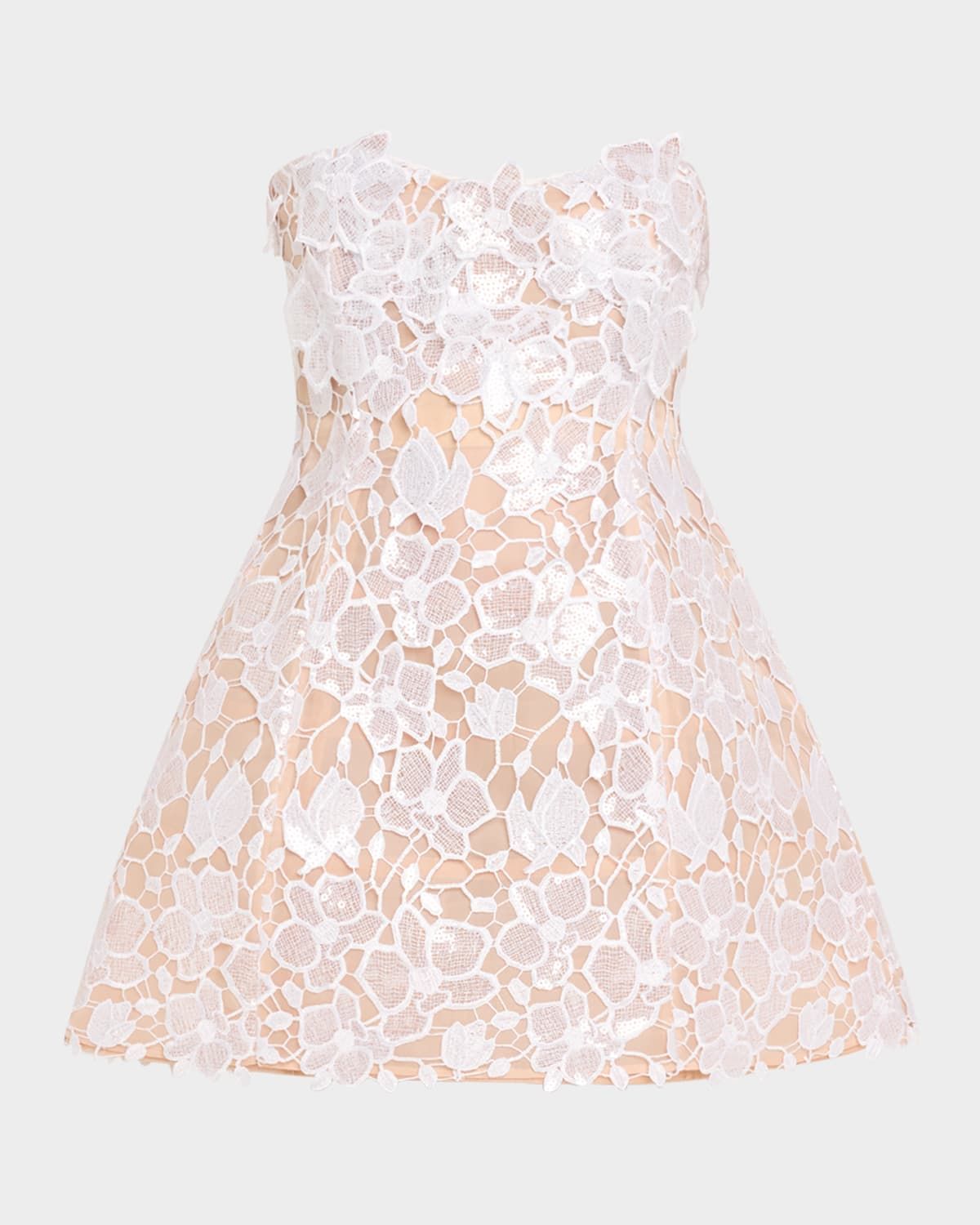 Alira Strapless Sequined Lace Mini Dress