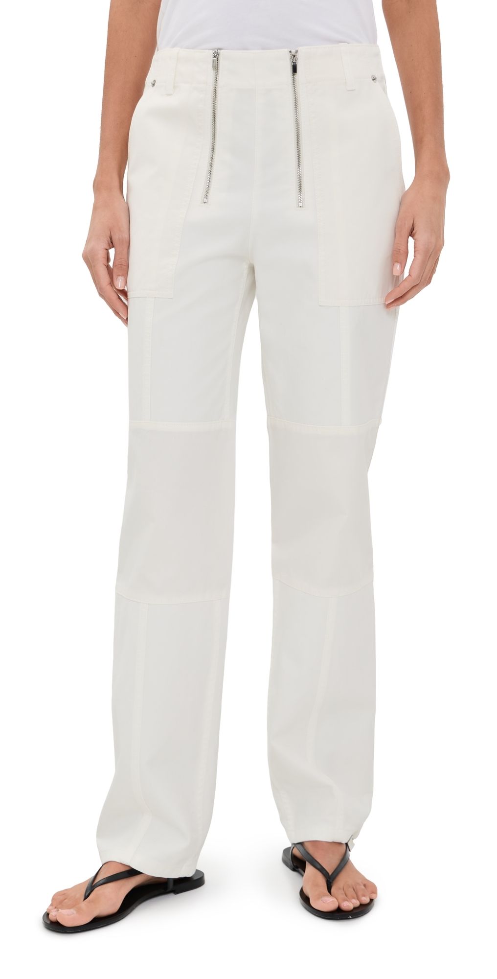 Tibi Patchwork Twill Cargo Fischer Jeans White 27