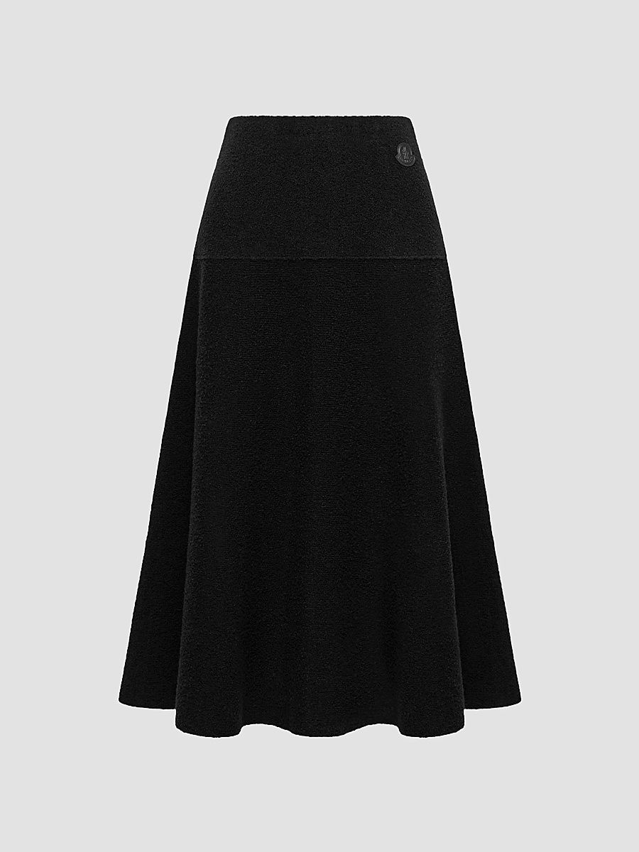 Women's Midi Skirt in Bouclé Wool Blend - Black - Size XS