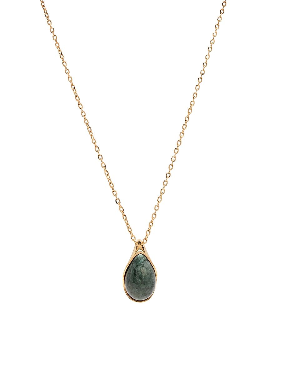 Women's 18K-Gold-Plated & Marble Pendant Necklace - Green Marble Alpi