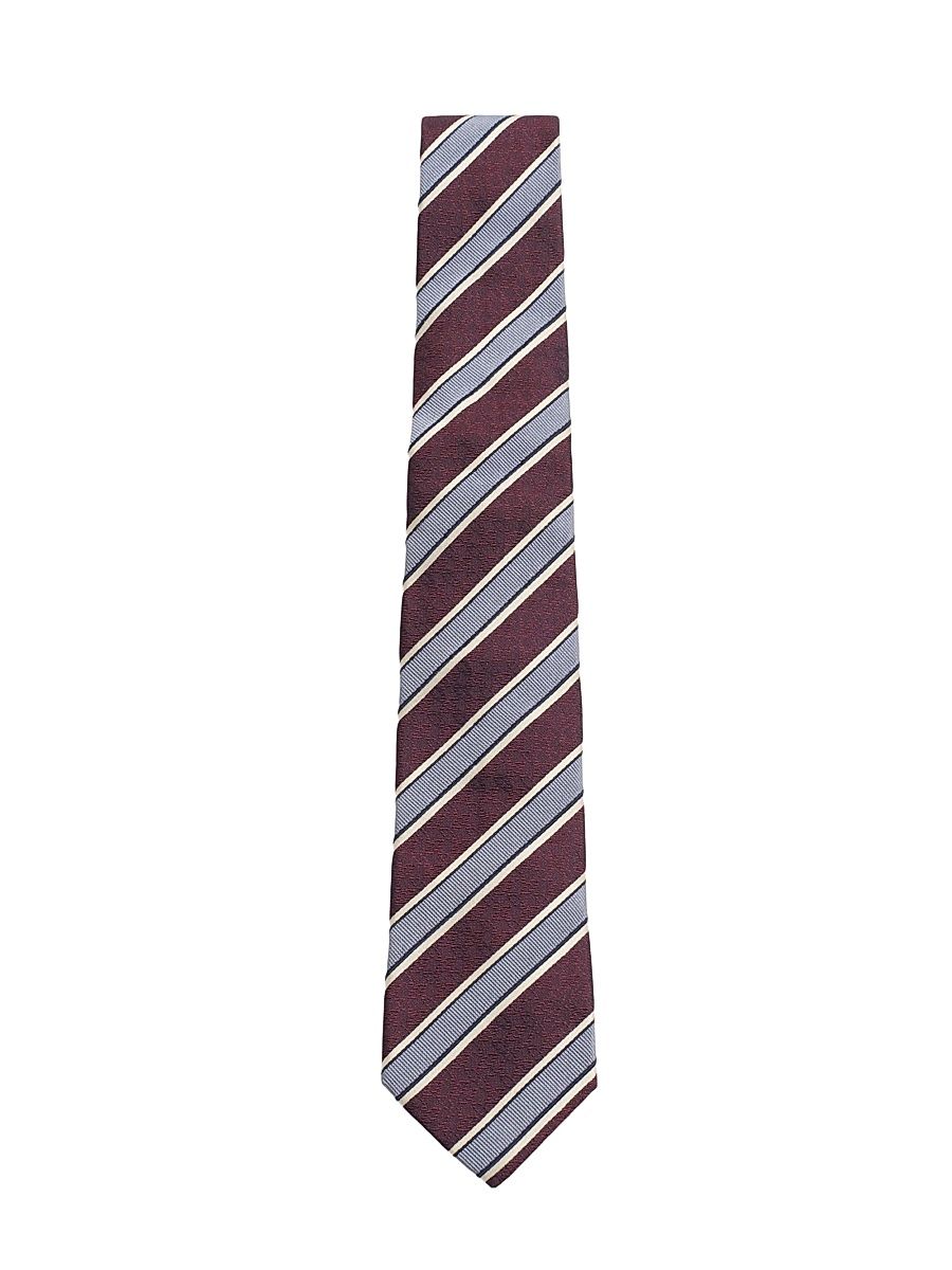 Men's Valentie Striped Silk Tie - Maroon Azure