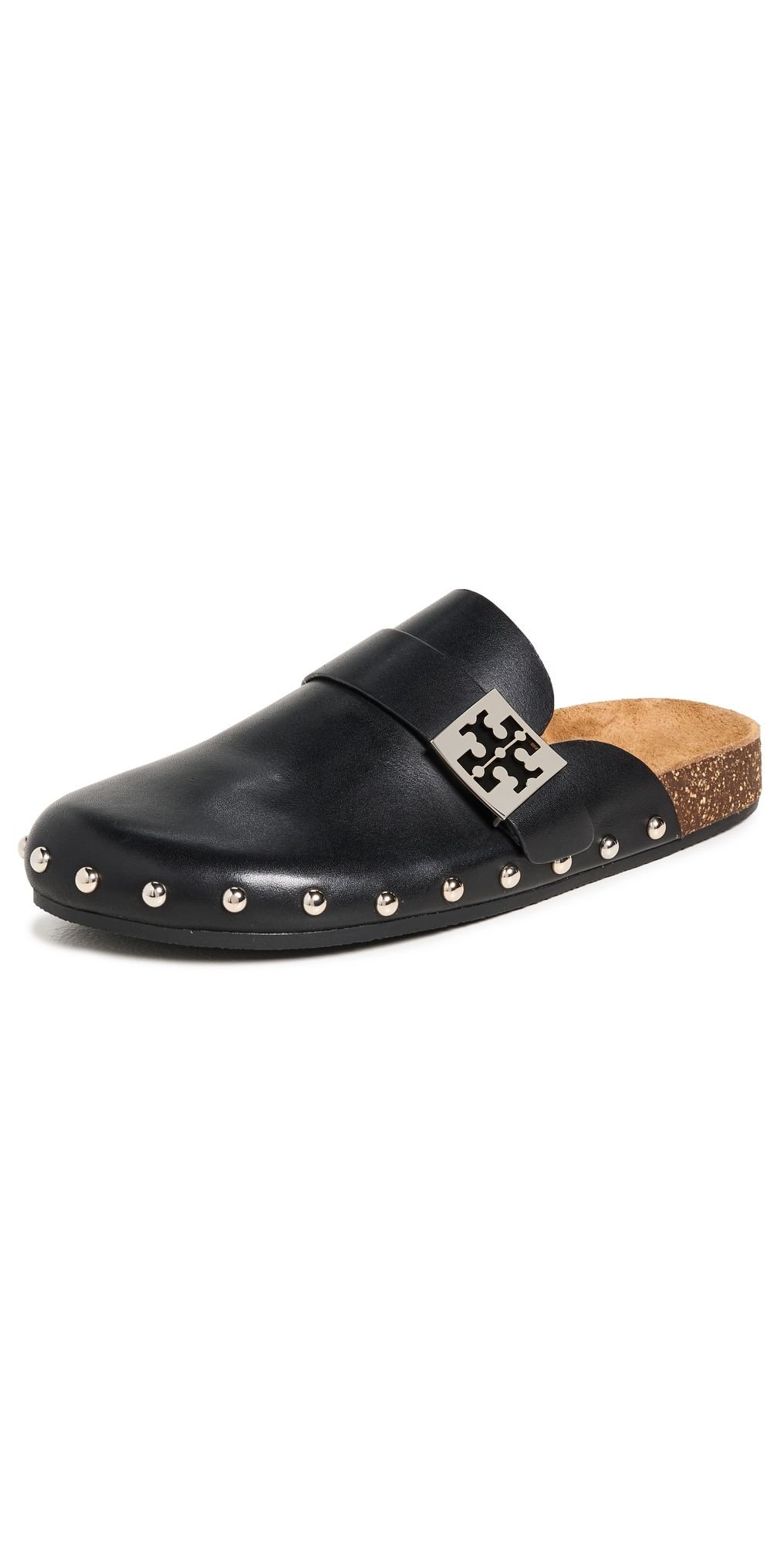 Tory Burch Mellow Stud Mules Perfect Black/Silver 6