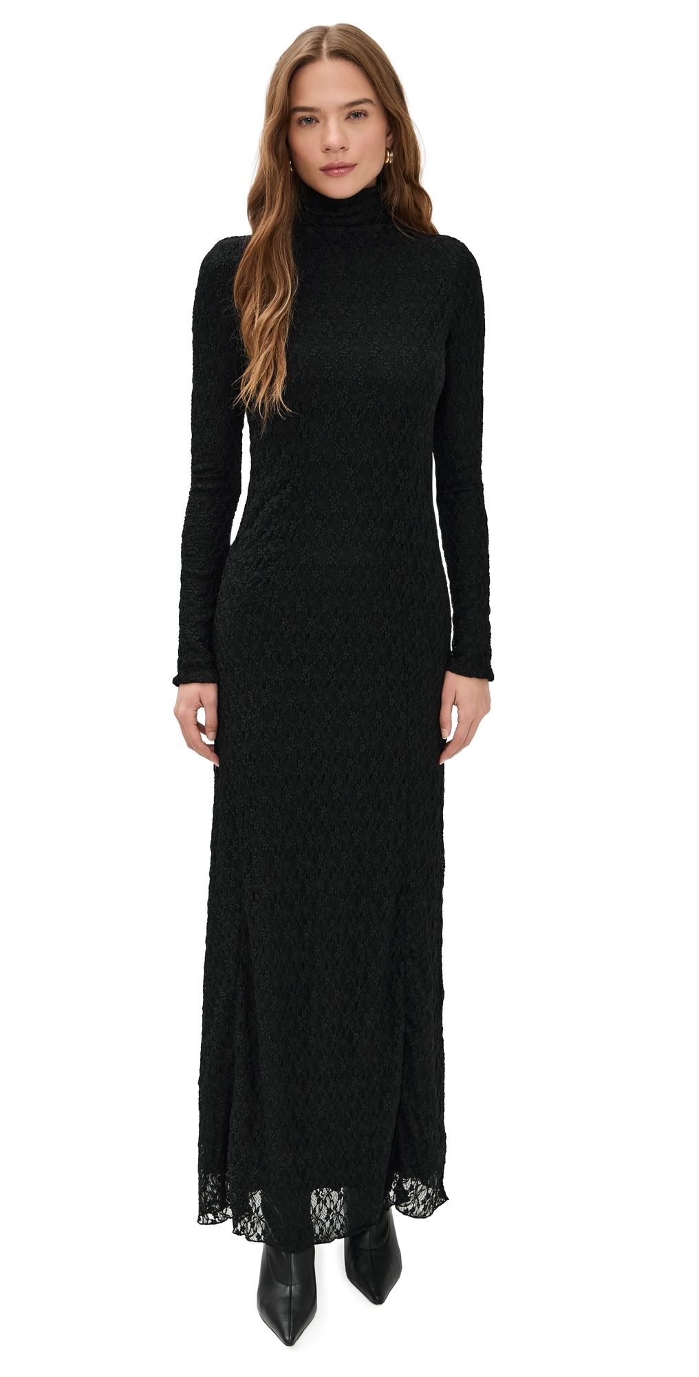 rag & bone Ellie Lace Maxi Dress Black XXS