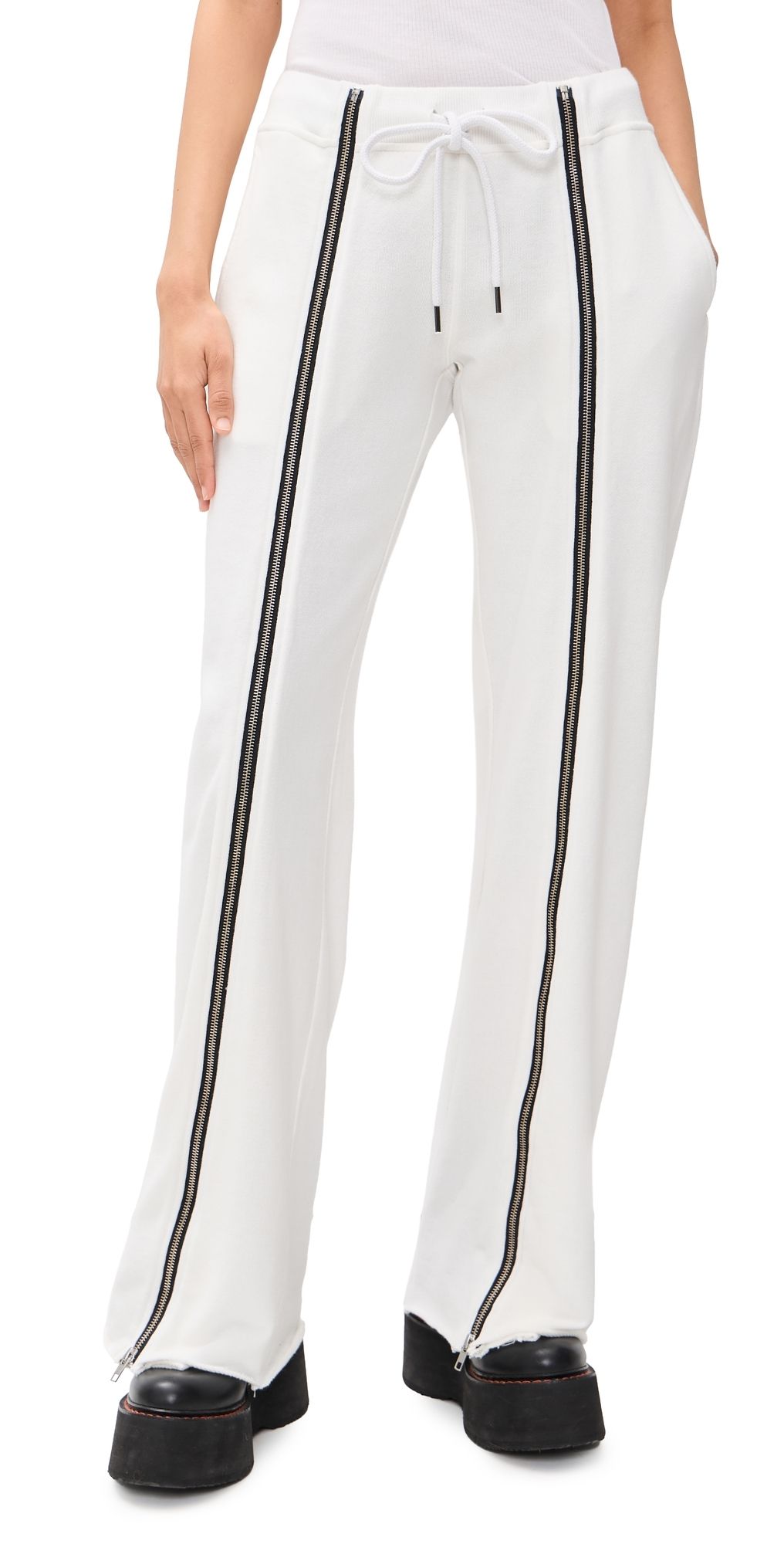 R13 Zippered Wide Leg Sweatpants White M