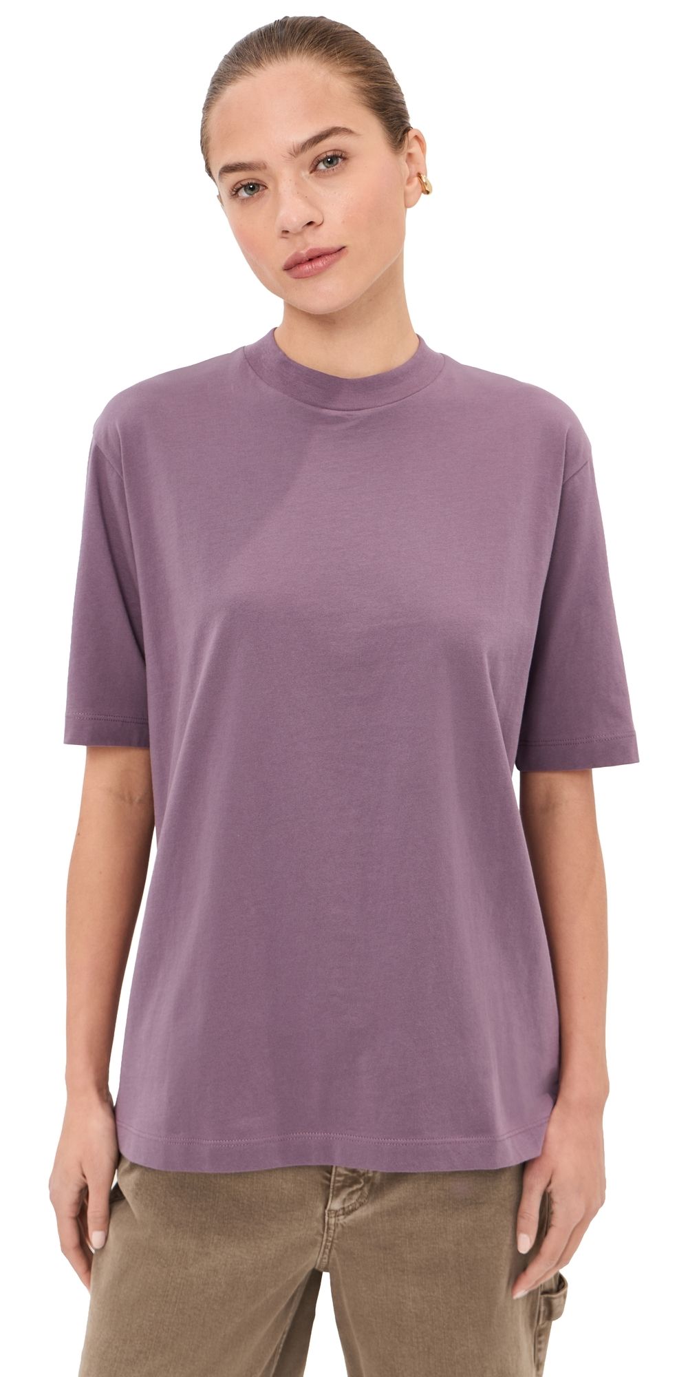 Tibi Mock Neck Tee Plum M