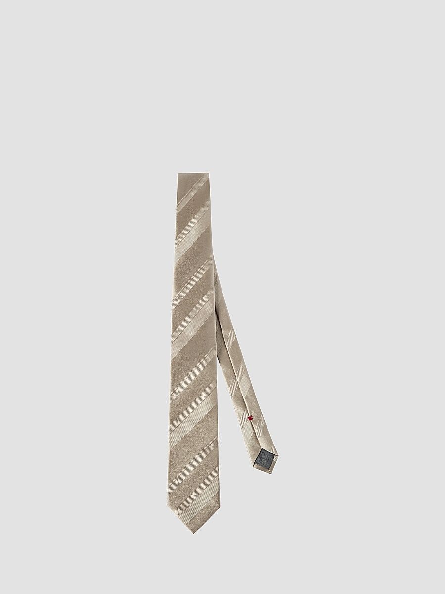 Men's Striped Silk Tie - Ivory