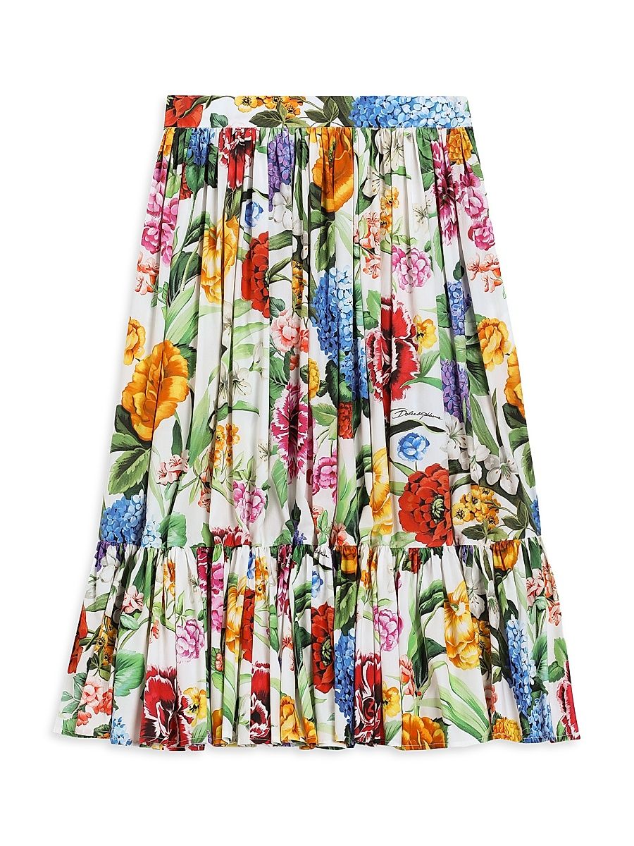 Little Girl's & Girl's Floral Print Cotton Skirt - Size 14
