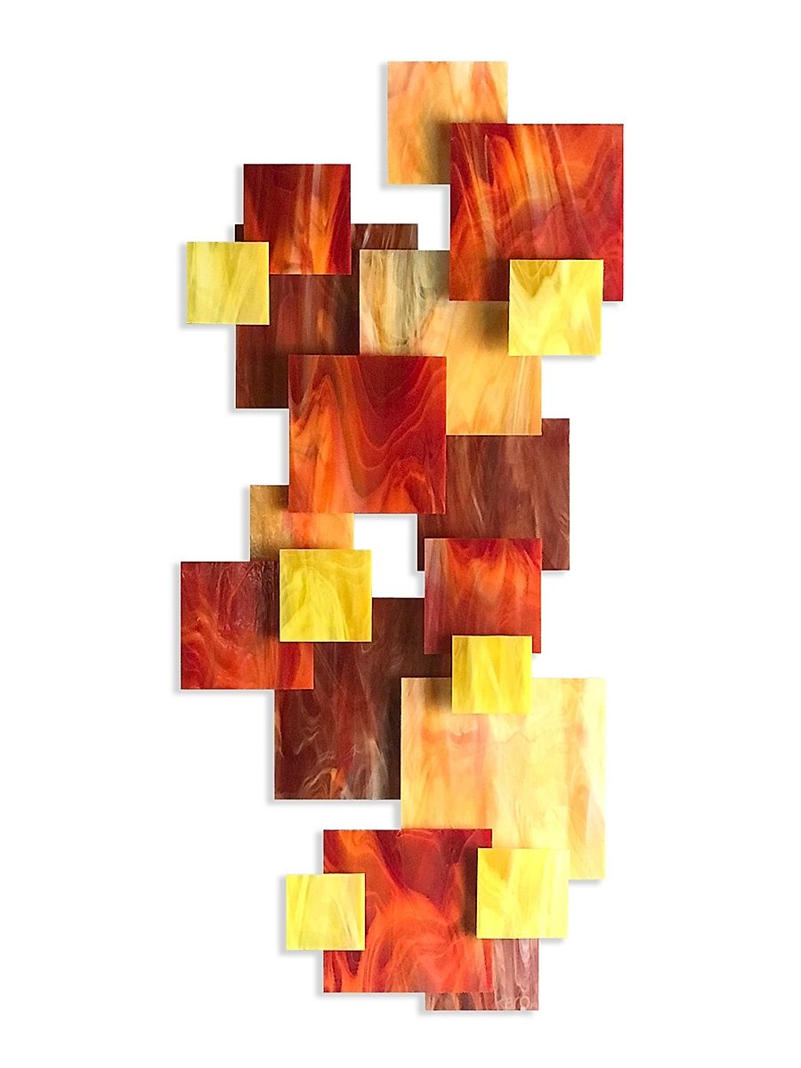 Sunset Vertical Glass Wall Sculpture - Red