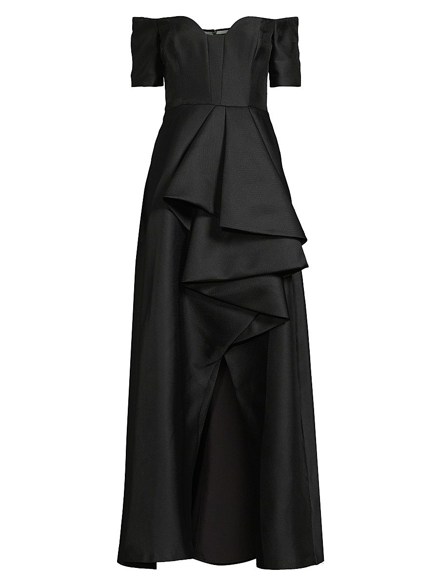 Women's Serafina Jacquard Piqué Gown - Noir Passion - Size 6