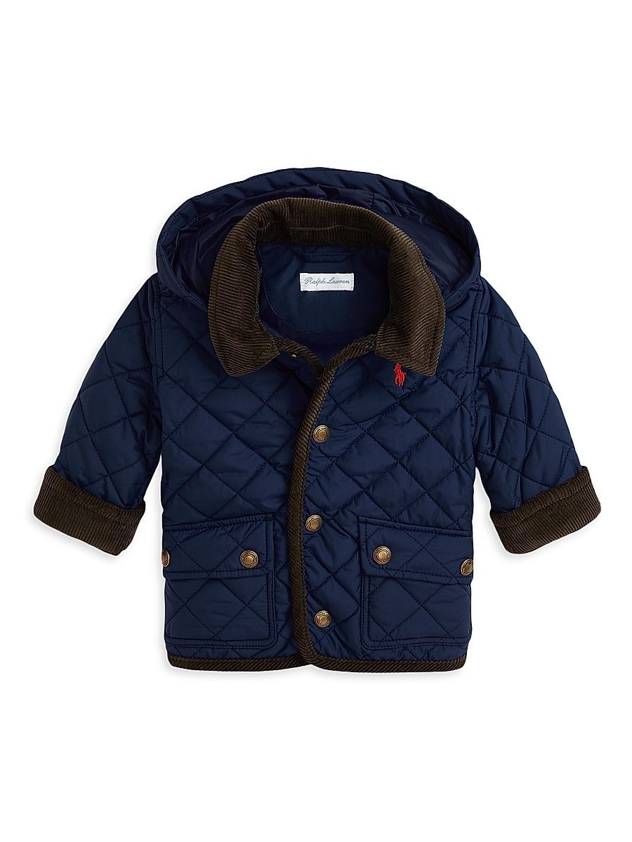 Baby Boy's Quilted Hooded Jacket - Navy - Size 12 Months