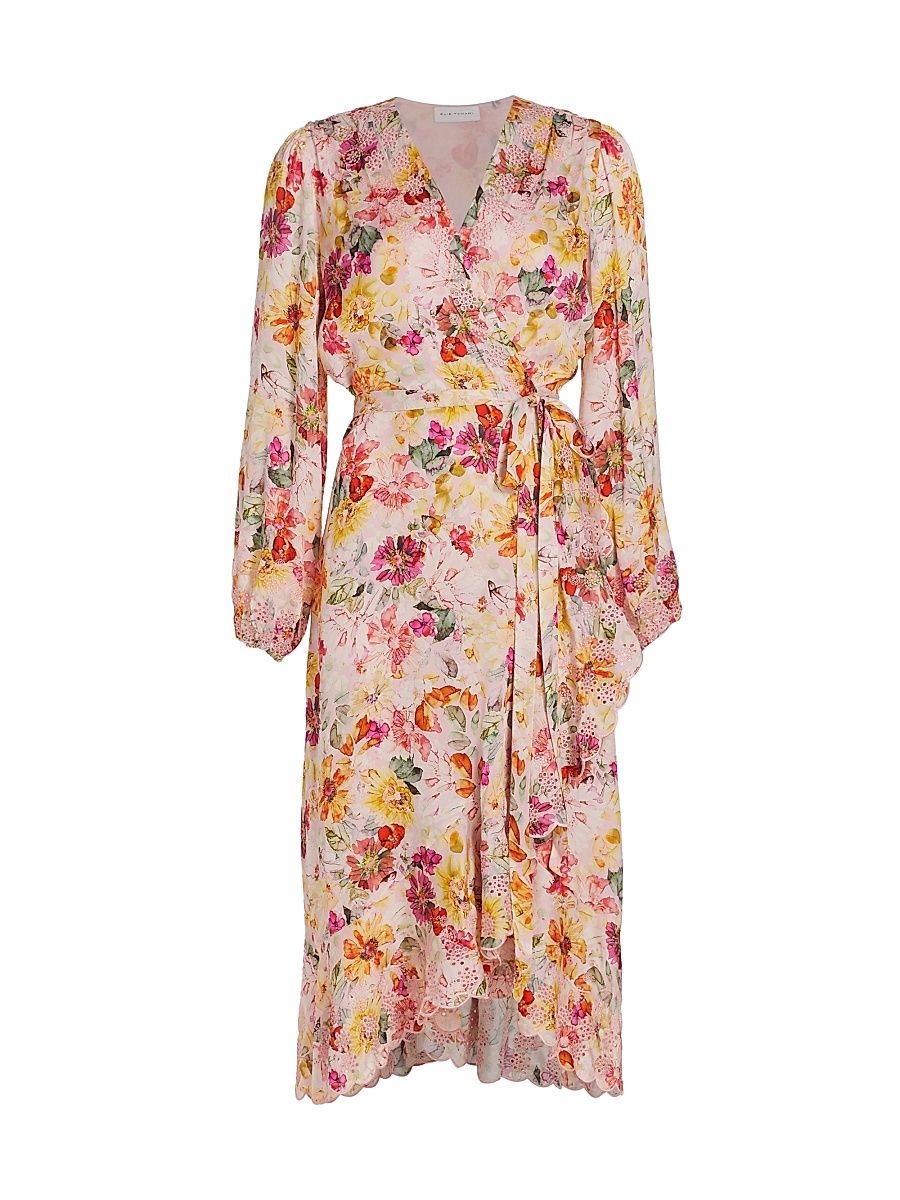 Women's The Charlotte Floral Embroidered Midi-Dress - Wonderland Print - Size 12