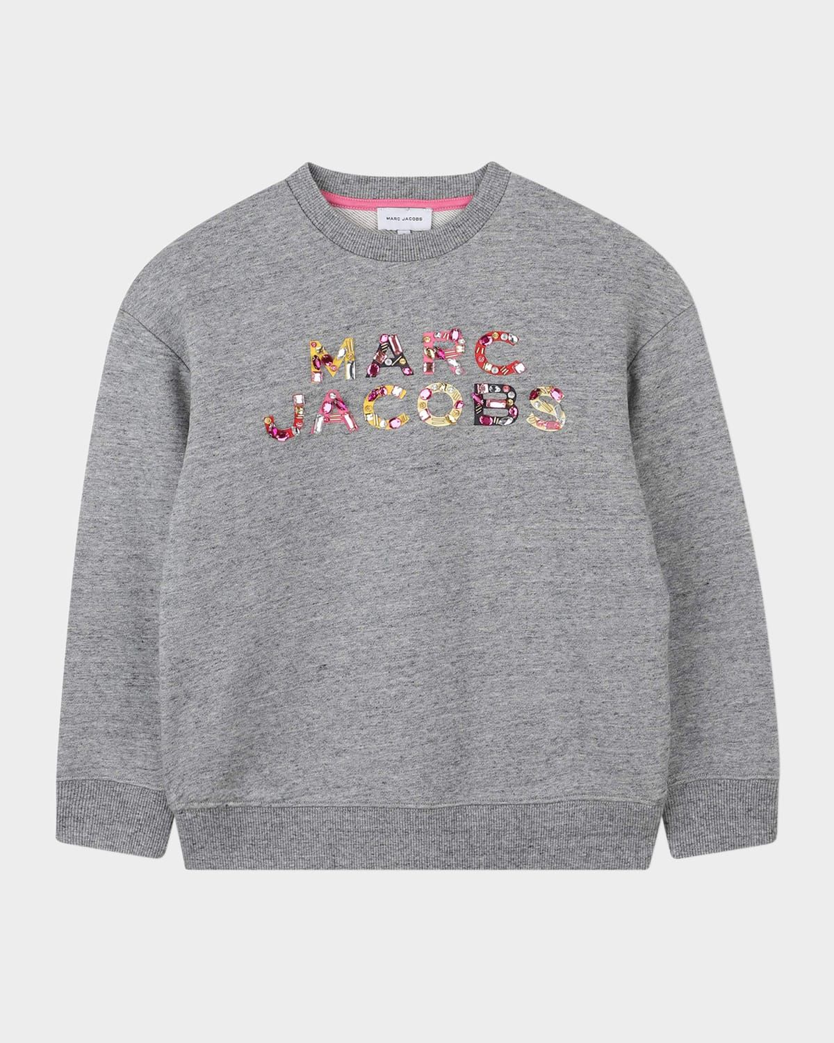 Girl & apos;s Jeweled Logo Cotton Fleece Sweatshirt