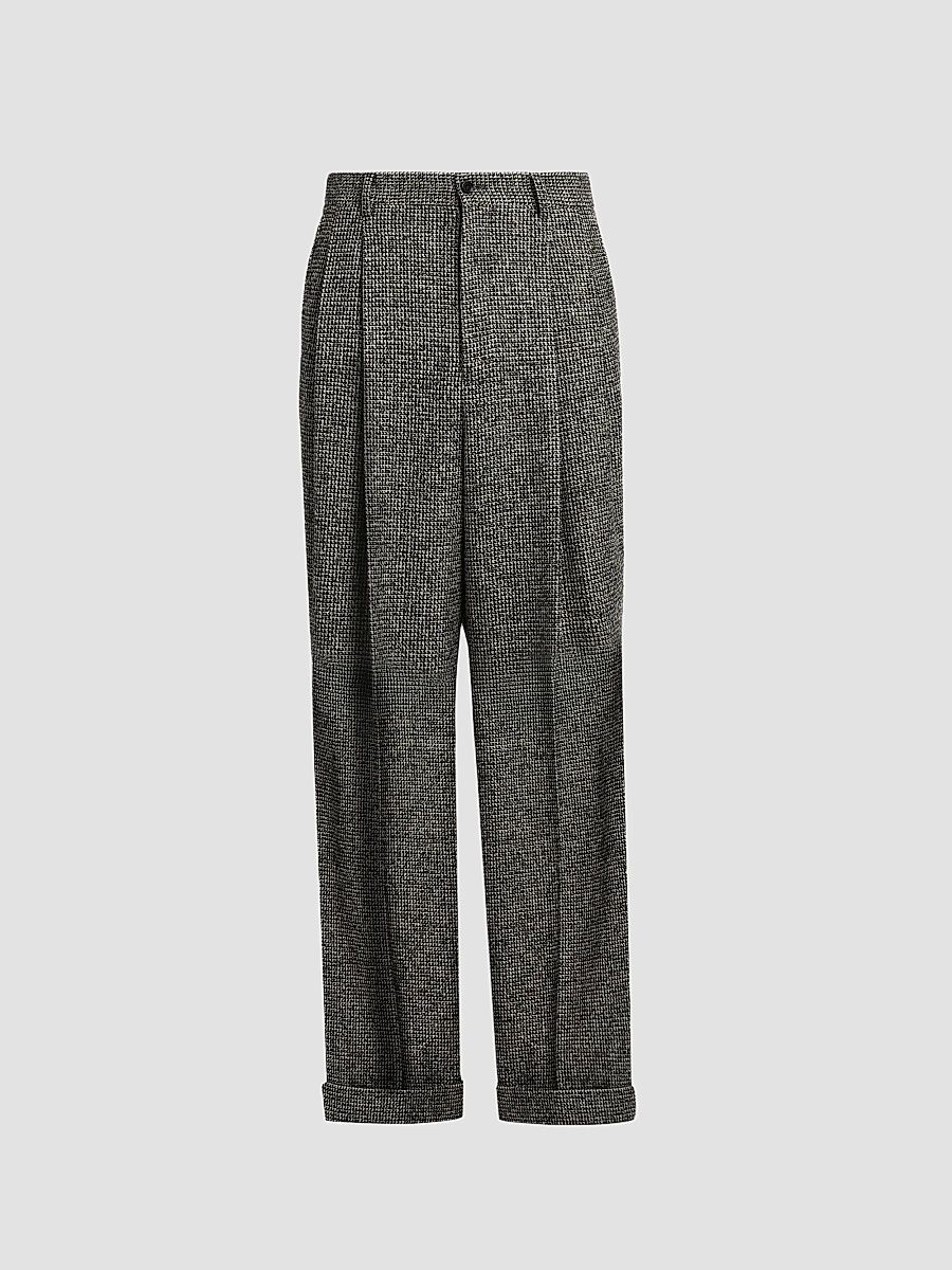 Dolce & Gabbana Men's Principe Di Galles Pleated Tweed Pants - Grey - Size 36