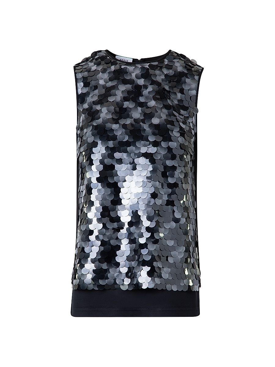 Women's Dot Sequined Sleeveless Top - Black - Size 14