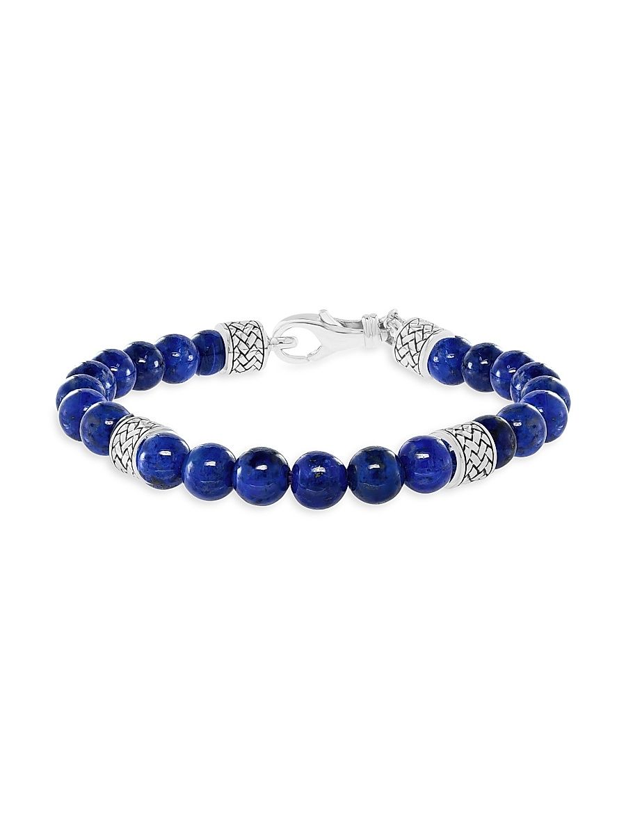 Men's Sterling Silver & Lapis Lazuli Beaded Bracelet - Sterling Silver