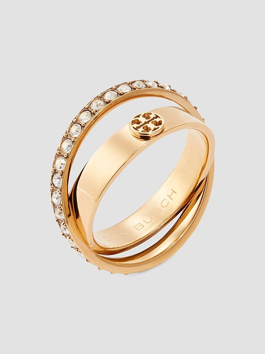 Women's Icon Pavé Double Ring - Tory Gold Crystal - Size 7