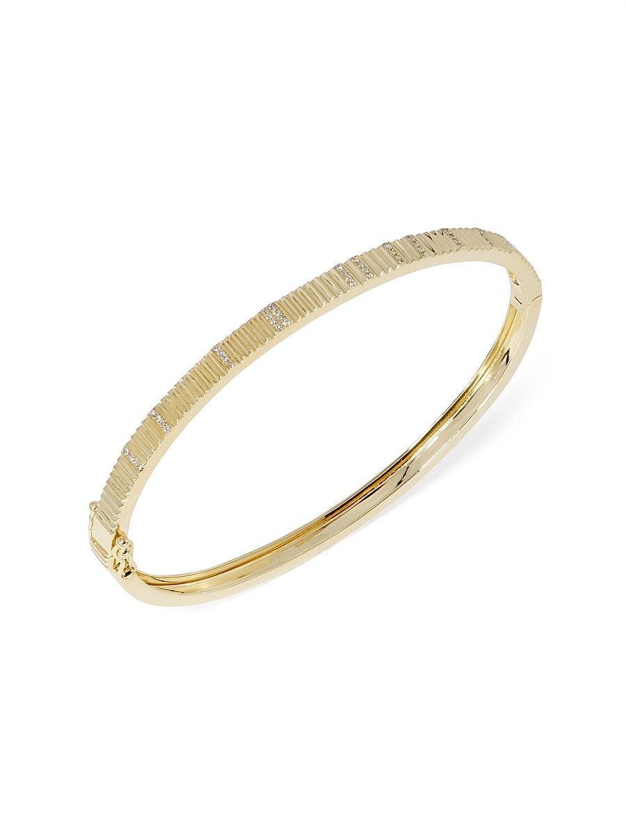 Women's 14K Yellow Gold & 0.16 TCW Diamond Fluted Bangle - Gold