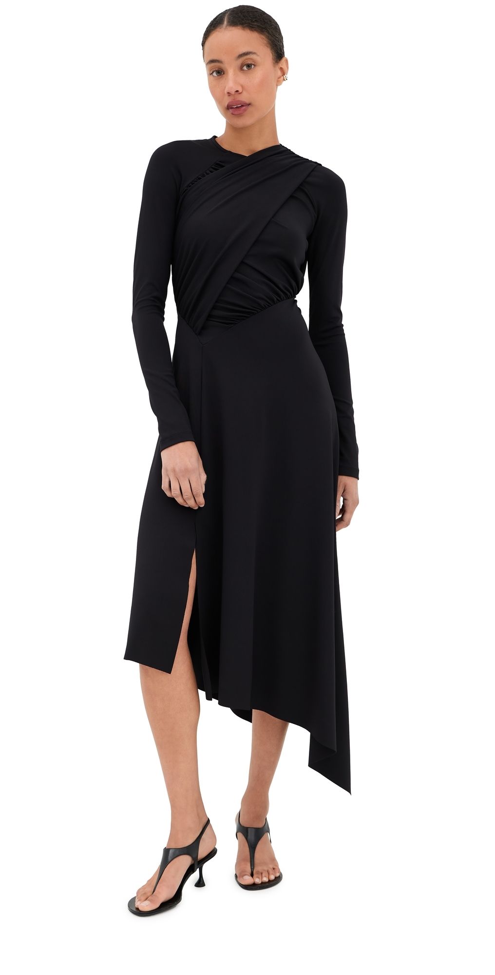 Victoria Beckham Long Sleeve Wrap Dress Black 10