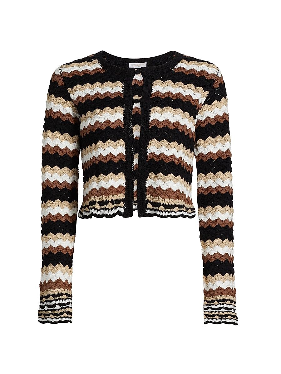 Women's Geo Crochet Cardigan - Black Geo Crochet - Size XL