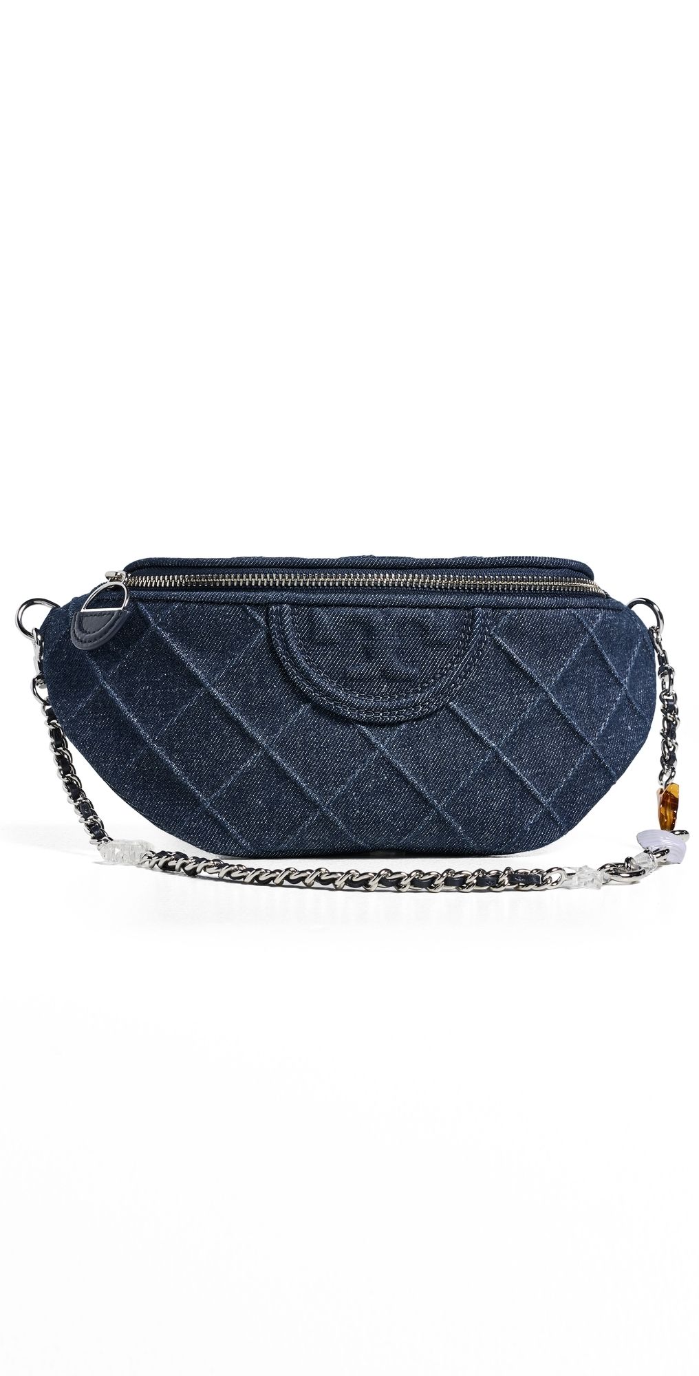 Tory Burch Fleming Denim Charm Belt Bag Blue One Size