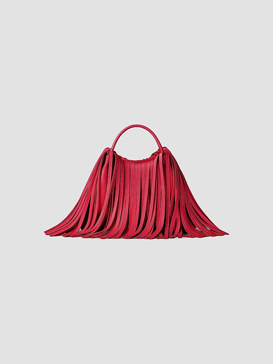 Givenchy Women's Nano Facet Top Handle Bag in Leather with Fringes - Equestrian Red