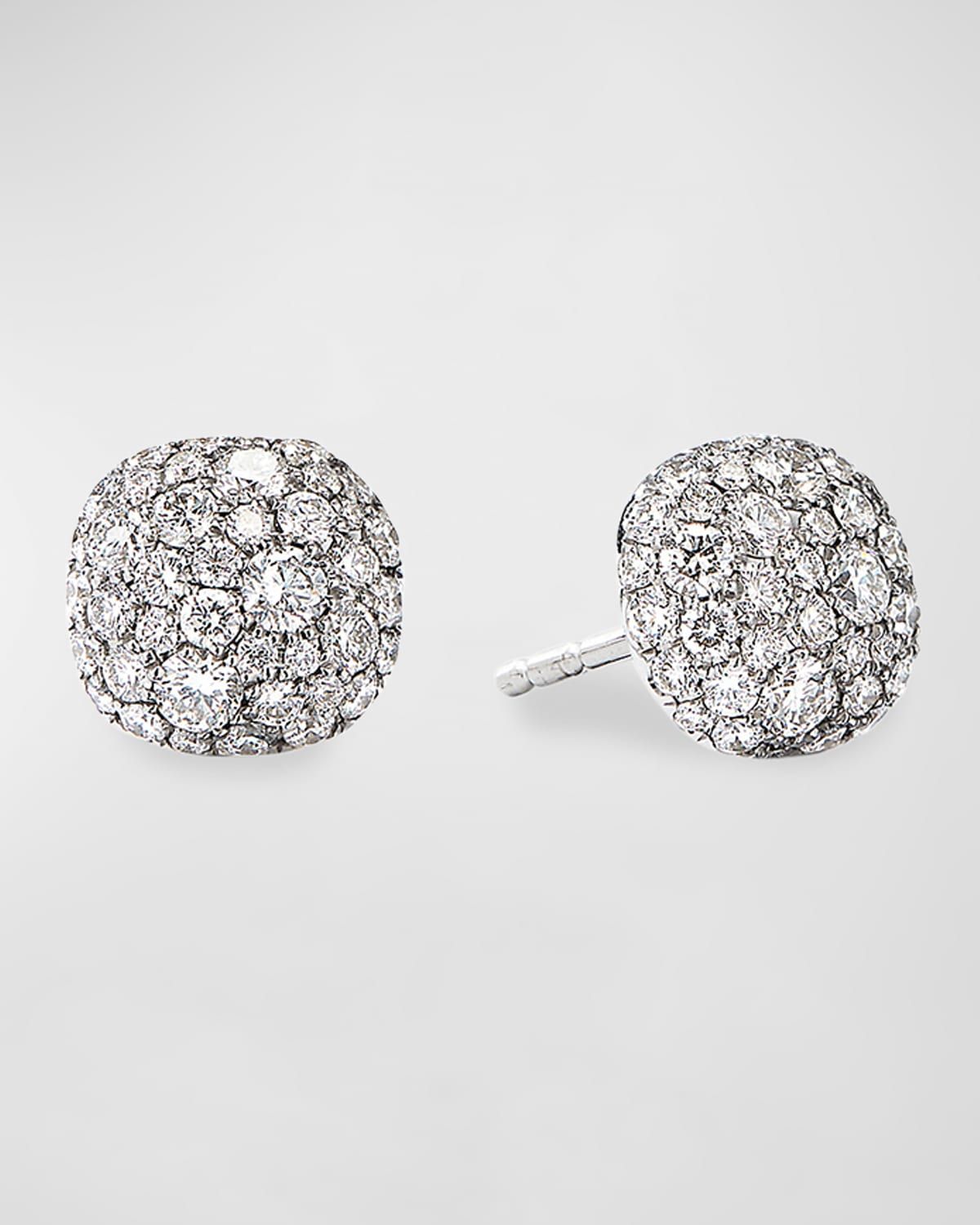 Cushion Stud Earrings with Diamonds in 18K Gold