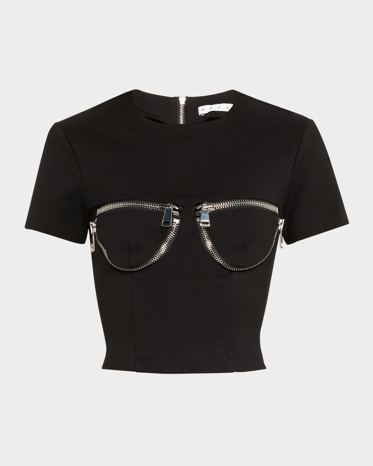 Zipper Bustier Cup Crop T-Shirt