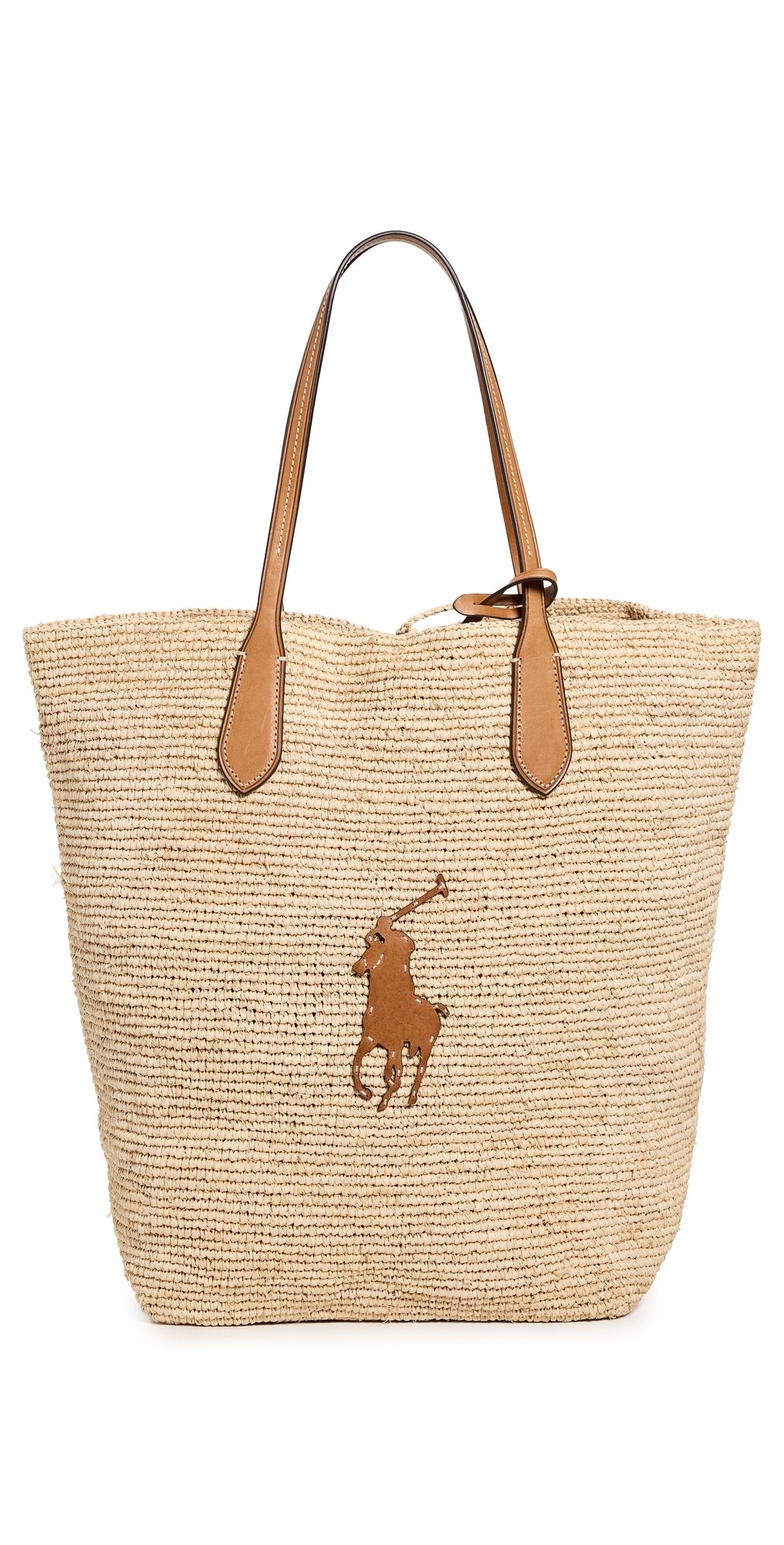Polo Ralph Lauren Large Raffia Tote Natural/Cuoio One Size